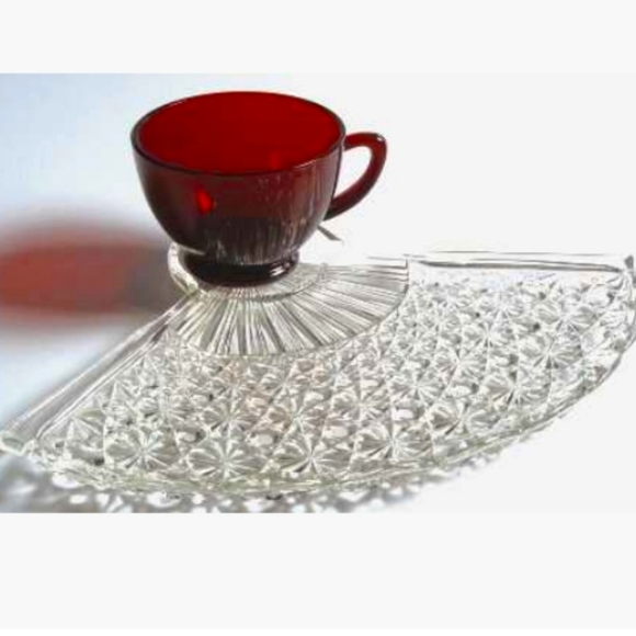 Anchor Hocking Other - ROYAL RUBY Cup and snack plate set